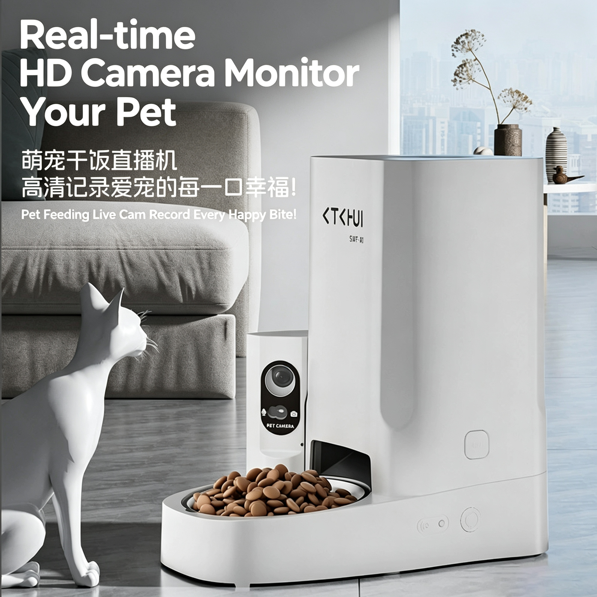 Manufacturer’s intelligent pet feeder, cat automatic feeding bowl, oversized dog food, cat food, remote video feeding machine3
